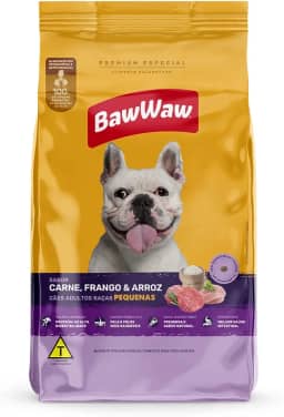 Ração Baw Waw para cães adultos raças pequenas sabor Carne, Frango e Arroz - 5kg