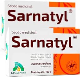 Sarnatyl 2 Sabonetes Medicinal Contra Sarna Pulgas Coceiras Caspa 100g cada - Cães Gatos Equinos, Bovinos