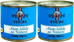 Atum Sólido em lata - Ao Natural (Água) Tours Conservas - 2 Unidades de 255g Cada