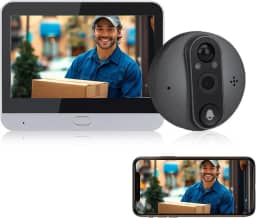 Câmera olho mágico para porta de apartamento, câmera Wi-Fi Peep Hole para porta da frente, visualizador de porta 1080p com monitor de detecção de movimento de tela LCD de 4,3 polegadas, câmera digital