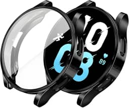 Capa Case Protetora em TPU Ultrafino Compatível com Samsung Galaxy Watch 6 LTE 44mm SM-R945 e Galaxy Watch 6 Wi-Fi 44mm SM-R940 (Preto)