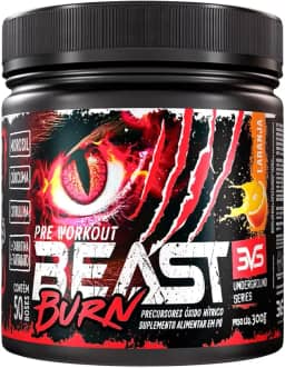 3VS Nutrition Pré-Workout Beast Burn 300g – Suplemento Pré-Treino Fórmula Única com Cafeína, Beta Alanina, L-Carnitina, Citrulina, Morosil® e Cúrcuma – 50 Doses 300gr Sabor Laranja