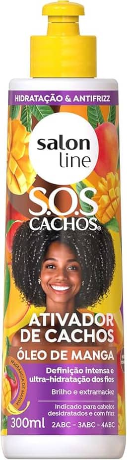Salon Line, Ativador de Cachos, SOS Cachos, Óleo de Manga, Vegano - Para Cabelos Ondulados, Cacheados e Crespos, 300 ml