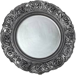 Sousplat Redondo para Mesa Posta Ideal para Jantares, Festas, Casamentos, Eventos Formais, Almoços, Ceias e Decoração de Buffet (Prata)