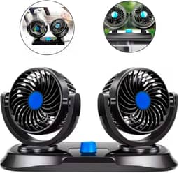 Ventilador Automotivo 12V Carro Caminhão Van Ventilação Ar Condicionado Interno Liga Ventila Portátil Sistema Suporte 2 Níveis Velocidade Duplo Universal Potente Veicular Aparelho