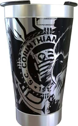 COPO TERMICO COM TAMPA PRETO CORINTHIAS 473ML