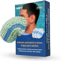 Kids Need - Adesivo Protetor Auricular, Pacote com 60 Unidades - Tampão de Orelha Impermeável para usar Durante Banho ou Natação. Tamanho Único Infantil e Adulto (Bebê, Criança e Adulto) (1 Pacote Adesivos Transparente (60 adesivos), GRANDE 6.5cm X 9.5cm)