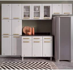 Cozinha de Aço Compacta com Vidro 4 Peças Diamante Telasul Branco