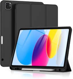 Capa para iPad Air 11 M3/M2 / Air 5 / Air 4 / iPad Pro 11 4ª / 3ª / 2ª / 1ª geração 10.9-11 Polegadas Capinha com Compartimento para Caneta Stylus Função de Ativação/Suspensão Automática - Preto