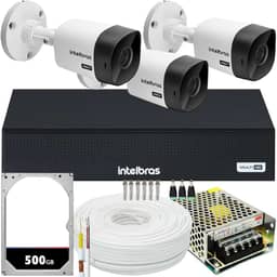 Kit Intelbras 3 Câmeras Vhc 1120 Hd 1mp 20m Dvr De 4 Canais