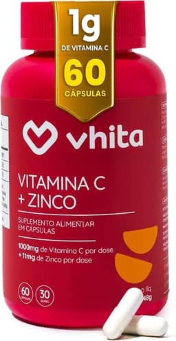 Vitamina C 1000mg e Zinco - Suporte Imunológico e Antioxidante - 60 Cápsulas, Vhita