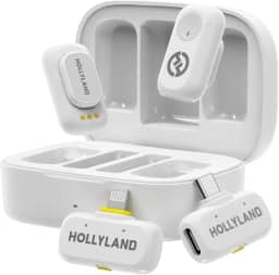 Hollyland LARK A1 Combo – Microfone Sem Fio Mini para iPhone e Android (2TX + USB-C RX + Lightning RX + Case de Carregamento), Microfone Magnético para YouTube, TikTok, Podcast e Vlogs (Branco)