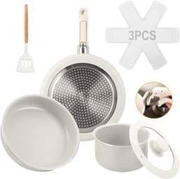 Jogo de Panelas 3 Peças, Conjunto de panelas antiaderentes Punho destacável, Conjuntos de panelas de cozinha de indução antiaderente com alça removível