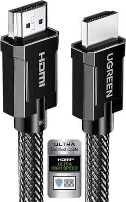UGREEN Cabo 8K HDMI 2.1 certificado 6.6FT, cabo HDMI 10K de ultra alta velocidade 4K 240 Hz 48 Gbps HDCP 2.2 e 2.3 eARC HDR Dolby compatível para PS5 Xbox Series X Nintendo Switch Roku TV Lap
