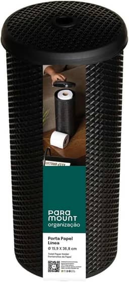 Porta Papel Higiênico de Chão Linea Organizador de Banheiro Suporte Para 3 Rolos Com Dispensador de Papel (Preto)