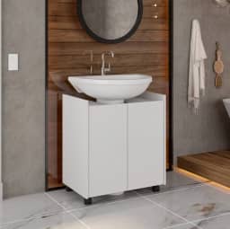 Gabinete Armário Banheiro Pia De Coluna Eccos - Branco