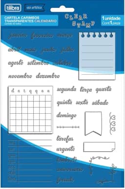 Tilibra - Cartela Carimbos Transparentes Calendário - Blister com 1 Unidade