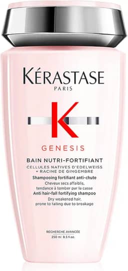 Kérastase Shampoo Genesis Bain Nutri-Fortifiant, Cabelos com queda, Cabelo grossos, Prevenção da queda, Flor de Edelweiss, Raiz de gengibre, 250 ml