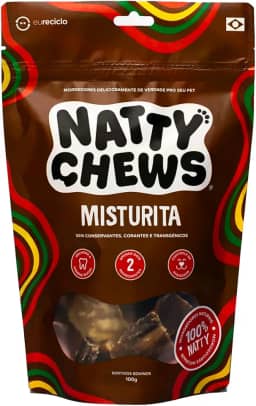Mordedor Natural Misturita Natty Chews Traqueia e Esôfago Desidratados Para Cães - 100g