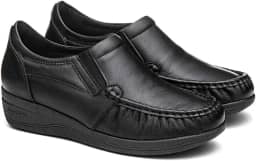 SAPATO FEMININO ORTOPÉDICO PARA ESPORÃO EM COURO LEGÍTIMO MARCA FRANCA BRASIL COR PRETO (37)