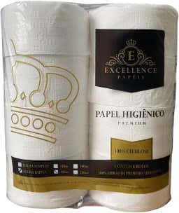Papel Higiênico Rolão Folha Dupla Excellence 8 Rolos Premium, Branquíssimo, Alta Absorção e Custo-Benefício