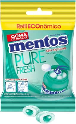 Refil de Gomas de Mascar, Mentos, Pure Fresh Wintergreen, Sem Açúcar, Sabor de Menta Verde - 56g | 28 Unidades