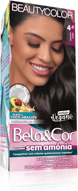 Coloração Bela&Cor Sem Amônia - 4.0 Castanho Médio