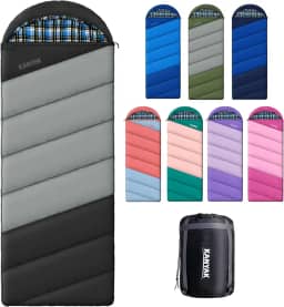 Saco de dormir com forro de flanela de algodão para adultos, adolescentes, crianças, clima frio e quente, 3 estações, equipamento essencial de acampamento compacto leve, caminhadas, atividades ao ar