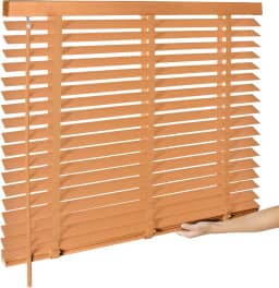 Persianas de madeira sem fio de 5 cm para janelas internas com proteção de privacidade, persianas horizontais de madeira sem fio para quarto, sala de estar, escritório, banheiro, cozinha