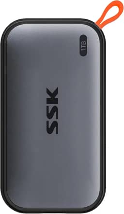 SSK SSD NVME externo portátil de 1 TB, até 1050 MB/s velocidade de transmissão extrema USBC 3.2 Gen2 unidade de estado sólido para smartphones tipo C, PS5, Xbox, laptop, MacBook/Pro/Air e mais