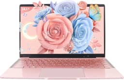 Laptop ouro rosa de 14 polegadas, Win 11 Pro (pré-instalado), processador Intel Quad-Core J4105, tela IPS FHD, 6GB RAM 512GB SSD, notebook ultraleve para viagens, aulas online, trabalho e