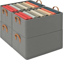 Kit 4 Cesto Organizador Multiuso Grande Reforçado e com Alça Capacidade 25 Litros Caixa Organizadora Impermeável e Lavável para Armário, Guarda Roupa, Banheiro, Cozinha