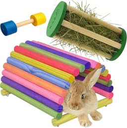 Kit Casinha Porta Feno e Brinquedo Para Mini Coelhos