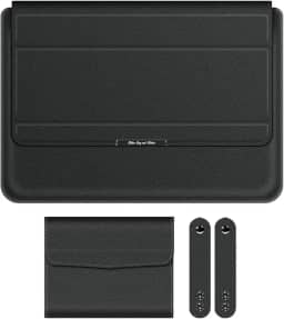 BEMMY Capa Case Para Notebook Macbook Air Pro 13/14'', 15.4/15.6/16.1'', Capa de Couro PU 3 em 1 Para Portátil e Notebook (13/14'') (Preto)