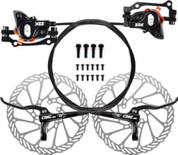 Chooee Freio a disco hidráulico para mountain bike, conjunto de freio a disco hidráulico MTB, dianteiro direito, 800 mm, traseiro esquerdo, 1450 mm, freio hidráulico, preto