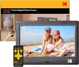 KODAK Moldura digital de madeira de 17 cm com controle remoto, moldura digital de tela HD de 1024 x 600 IPS, é necessário cartão USB ou SD, rotação automática, suporta foto/vídeo/música/calendário