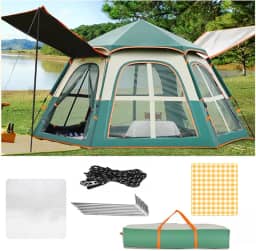 Barraca de acampamento familiar de camada dupla, barraca de acampamento pop-up, barraca de cúpula, barraca familiar para 3-5 pessoas com bolsa de transporte, barraca leve para acampamento, viagens