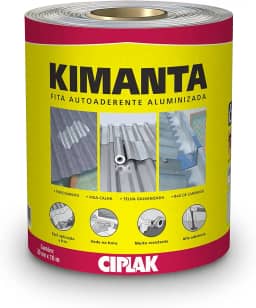 Fita adesiva impermeável para vedação- telhados, rufos, dutos de ventilação e ar-condicionado, galpões, marquises, calhas, claraboias, lajes, baús de caminhão. CIPLAK KIMANTA ALUMINIO, Rolo 0,20X10m