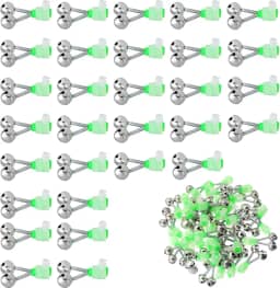 Pacote com 30 sinos de pesca | Campainha de alarme de isca de mordida de peixe para varas, alarme de vara de pesca, sino duplo, clipe de alarme de pesca noturna para pesca noturna no gelo