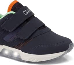 Infantil Menino Light com LED 604064, Tênis Casual, Marinho/Laranja, Tamanho 31, Material Sintético e Mesh, Fechamento em Velcro, Solado LED