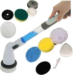 Escova De Limpeza Eletrica Giratória Multiuso 9 em 1 Recarregável com Dispenser