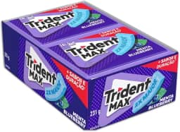 Chiclete Trident Max Menta Blueberry Sem Açúcar - Caixa com 14 unid. de 16,5g