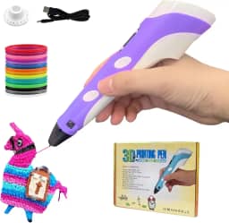 Caneta 3D com Display LED, Caneta 3D Para Crianças, Brinquedos, Presente Para Filho, Filha, Criança, Kit com Filamentos Coloridos, Brinquedo Menino, Adaptador AC, Base de Suporte (Dez Cores Roxo)