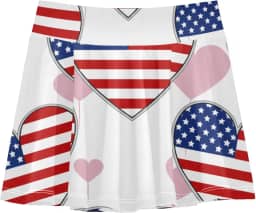 Joisal Shorts atléticos meninas saia de tênis com bandeira americana coração saia de ginástica plissada 3t