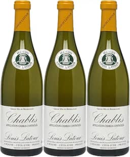 Kit 3 Vinho Branco Francês Louis Latour Chablis 2020 Côte D'or