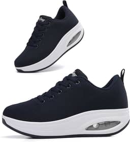 Tênis feminino confortável | Sapatos para mulheres viajando | 5 cm Air Cushion Rocker Bottom