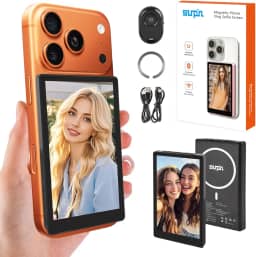 SUNPIN Tela grande para monitor de selfie Vlog para câmera traseira – tela sem fio de 5 polegadas com clipe magnético, carregamento USB duplo, compatível com iPhone/Android