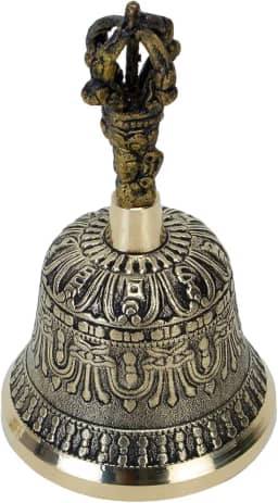 Zap Impex® Sino de mão tibetano para meditação e sinos de oração Dorje Vajra (5 polegadas)