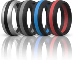 Alianças de casamento de silicone masculinas, edição respirável, de borracha, ranhuras internas, fluxo de ar, 8,5 mm de largura, 2,5 mm de espessura - pacote variado de 1/4/7