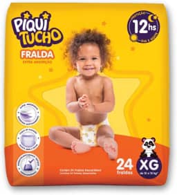 Fralda Descartável Infantil Extra Absorção Piquitucho para Bebê Hipoalergênico M/G/XG (X-Grande)